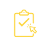 Icon of a clipboard with a checkmark and a mouse pointer